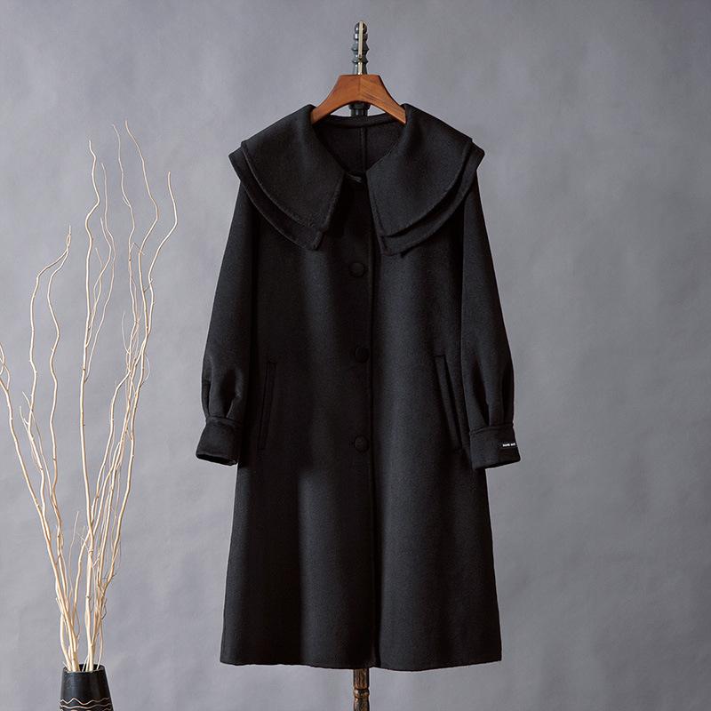 

Двустороннее шерстяное пальто, осень-зима, маленькая, средней длины, корейский стиль, свободный, повседневный, с двухслойным воротником, антивозрастное шерстяное пальто M