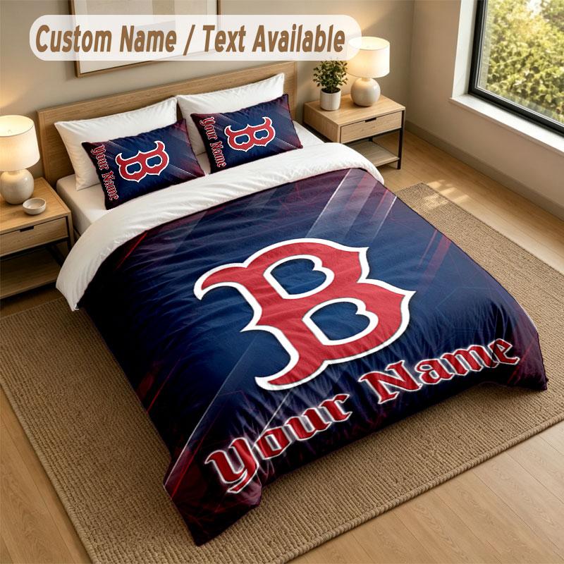 Bedding Set 1 Duvet Cover 2 Pillowcases Boston Red Sox Print Soft Bed Linen Bedroom Decor