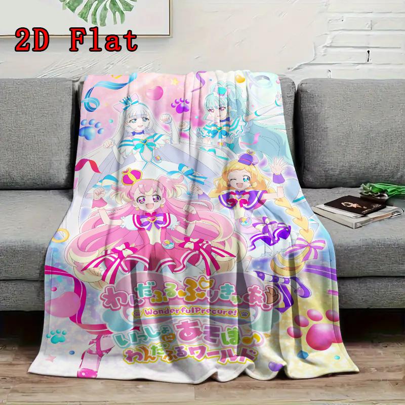 Precure 2D Flat Pattern Flannel Blanket High Quality All Seasons Warmth and Comfort Perfect for Christmas Gifts.DMT0925153
