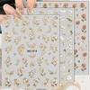 3 To 15 Sheets 5D Embossed Gold Outline Flower Nail Stickers Rose Daisy Spring Blossom Self-Adhesive Floral Decals