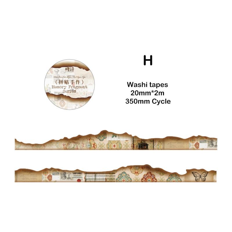 Journamm 20mm*2m Burning Washi Paper Tapes Decor Junk Journal DIY Scrapbooking Vintage Collage Materials Aesth Stationery Tapes