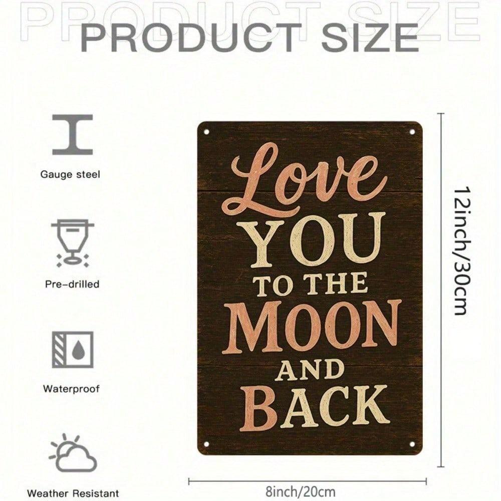 Tin Sign Love You To The Moon Metal Wall Art 8x12 Inches Vintage Romantic Decor Plaque