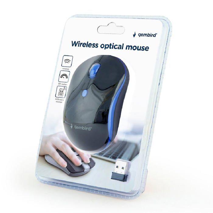 Souris sans fil - GEMBIRD - MUSW-4B-03-B - Noir/Bleu - 1600 dpi - 4 boutons