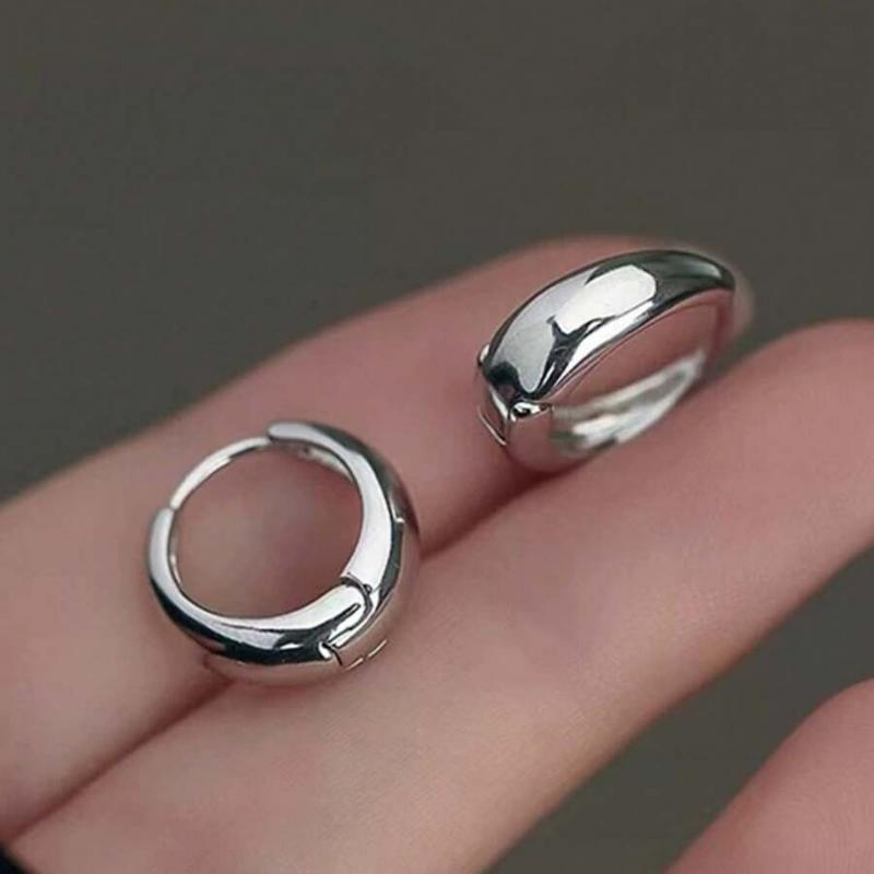 

1 Pair Elegant Minimalist Geometric Circle Hoop Earrings, Chic & Suitable for Daily Wear for Women one-size серебряный