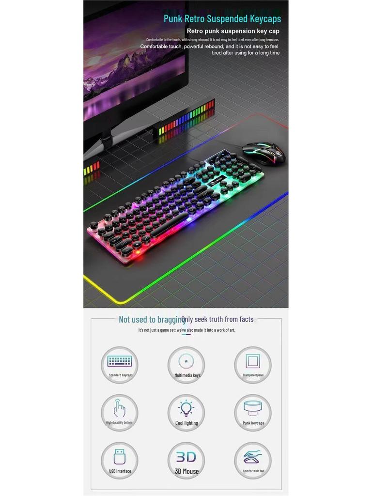 RGB Wired Mechanical Gaming Keyboard & Mouse Set for PC & Laptop