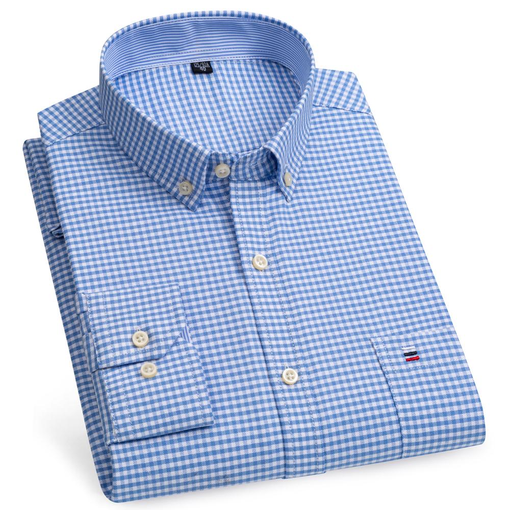 Klasyczne koszule z długim rękawem w kratę - Regularny krój, Zapinane na guziki, Wygodna 100% bawełna, Idealne na co dzień, Zaprojektowane dla mężczyzn