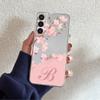Clear Case For Samsung Galaxy S22 S20 FE S21 Plus S10 Lite S9 S8 S10e Note 20 Ultra 10 9 8 Phone Cover Flower Letter Pink A B C
