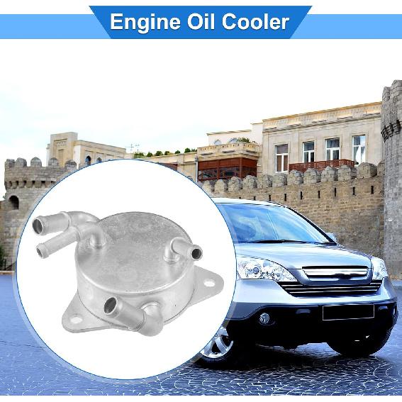 Engine Oil Cooler Compatible for Honda Civic 2006-2011, Durable Aluminum Alloy Silver Tone Transmission Oil Cooler