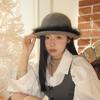 Fashionable Feather British Jazz Hat Children'S Sweet And Cool Street Retro Curled Top Hat Niche Design Concave Basin Hat