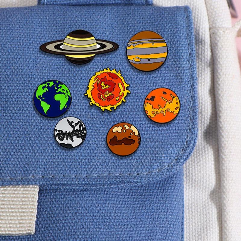 Mix 9pcs/set Creative Cartoon Planetary Planet Series Enamel Pin Brooches for Lapel Pins Badge on Backpack Clothing Accessories