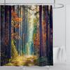 Modern 3D Printing Forest Refreshing Scenery Shower Curtain Waterproof Landscape Green Plant Mountain With Hooks Bathroom Decor