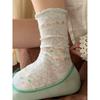 Retro Floral Socks with Children's Hollowed-out Mesh Pattern, Transparent and Soft Mid-length Pile Socks