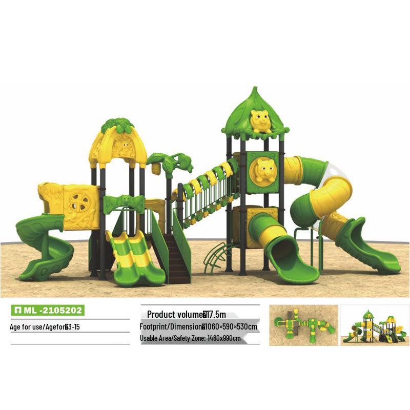 Indoor and Outdoor Playground Swing Set with Slide and Climbing Features for Kindergarten
