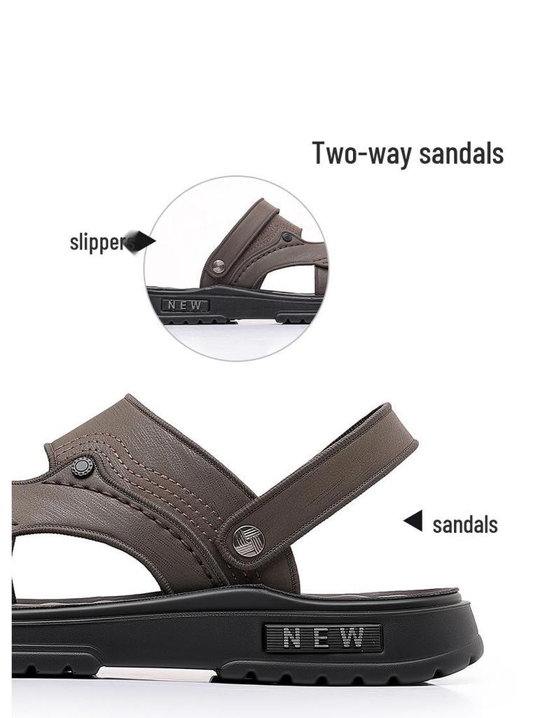 2025 Men's Dual-Use Driving Sandals: Soft Sole, Latex Pad, Plus Size Beach Slippers