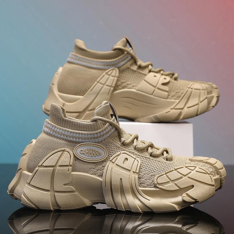 Men's Shoes Breathable Fly-woven Socks Shoes Men's Spring Platform Mesh Sports and Leisure Trendy Shoes Students