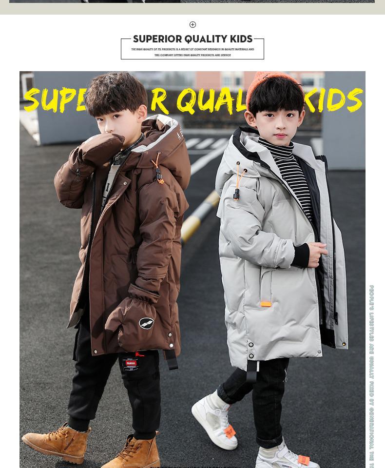 Boys' Winter Mid-Length Cotton Coat 2024 - Thick, Trendy Down Jacket for Kids