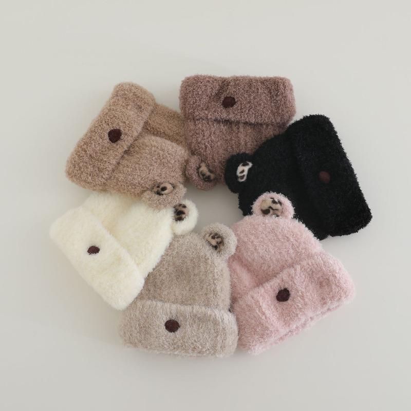 Cute Ears Little Bear Knitted Plush Hat Children Autumn and Winter Warmth Ear Protection Small Face Appearance