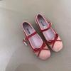 Petite augmentation de hauteur intérieure ballerines chaussures simples chaussures pour femmes 2025 printemps nouveau nœud rose daim chaussures Mary Jane