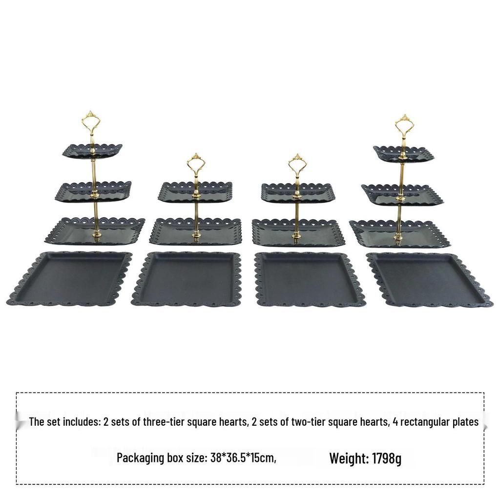 European Three-Tier Dessert Stand: Elegant Fruit Plate and Cake Display for Afternoon Tea