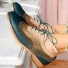 Autumn new large size color matching casual flat-soled single shoes European and American retro women's shoes