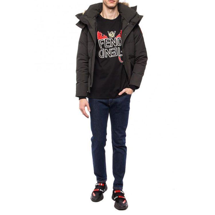 Fendi T Shirts Men's Black Crew Neck Moderate Straight Fit FY0936A6ZOF0QA1