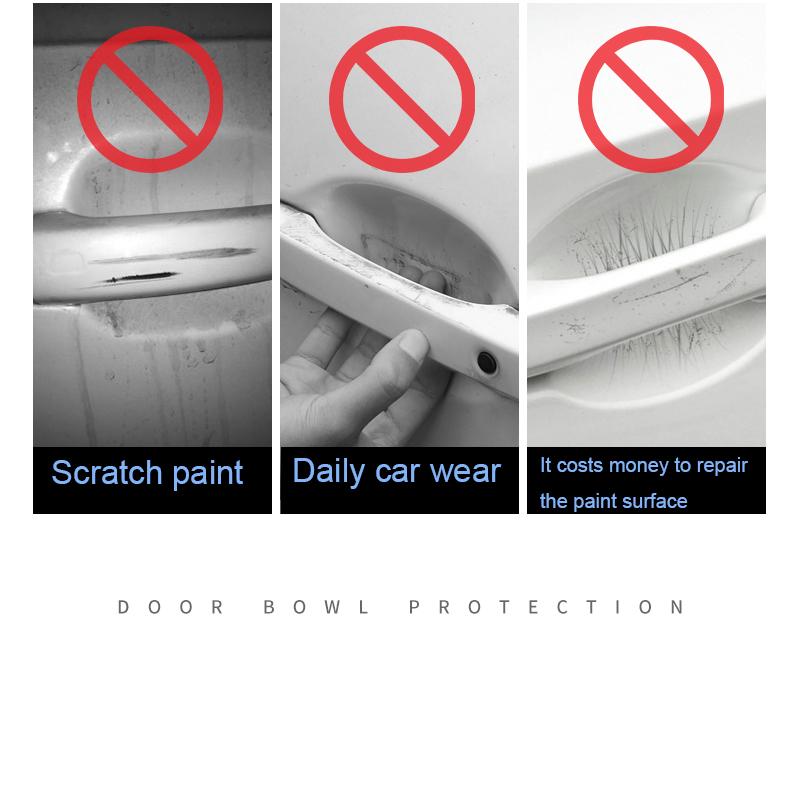 4pcs Car Door Handle Bowl Scratch Protective Stickers Universal Invisible Car Sticker Bumper Anti-collision Protection