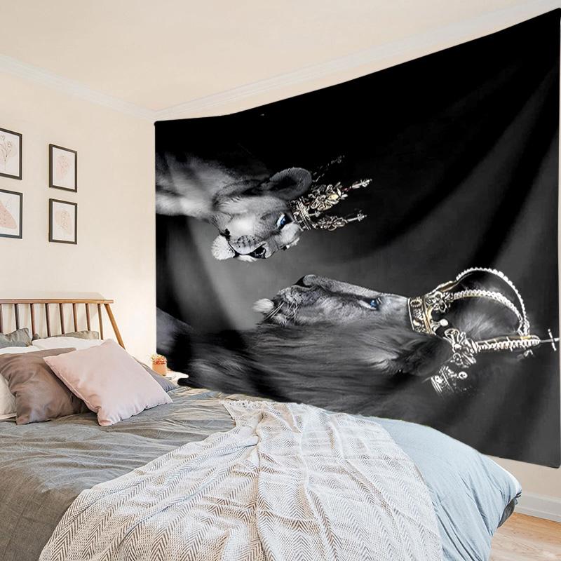Lion Portrait With Flowers Tapestry Room Decoration Wall Hanging for Living Room Bedroom, dormitory, Birthday and Christmas gifts