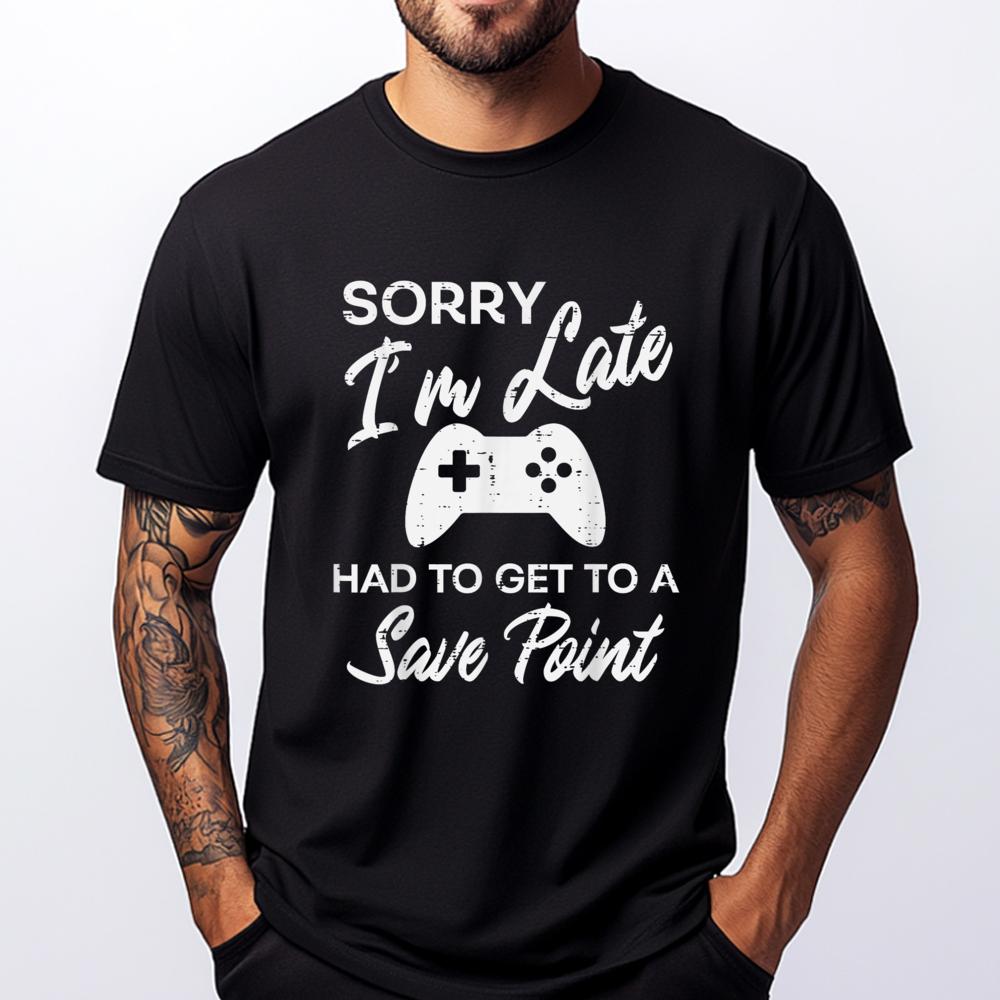 

Gamer Sorry Im Late Save Point Funny Men Boys Kids Teens Graphic T Shirts 100% Cotton Men s T-Shirts Big Size S разноцветный