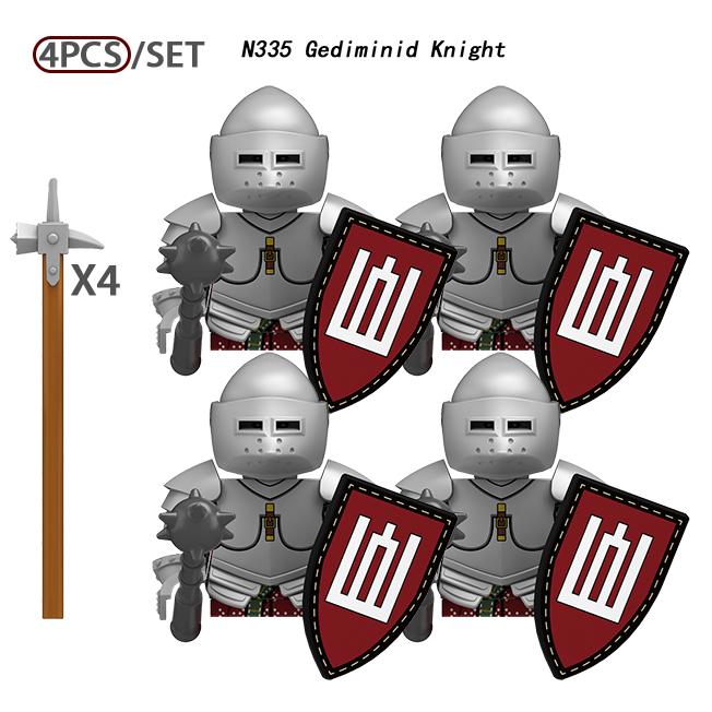MOC Mittelalterliche Burgturm Ritter Figuren Bausteine Waffen Schild Schwert Helme Rüstung Weste Hirsch Soldaten Armee Steine Spielzeug