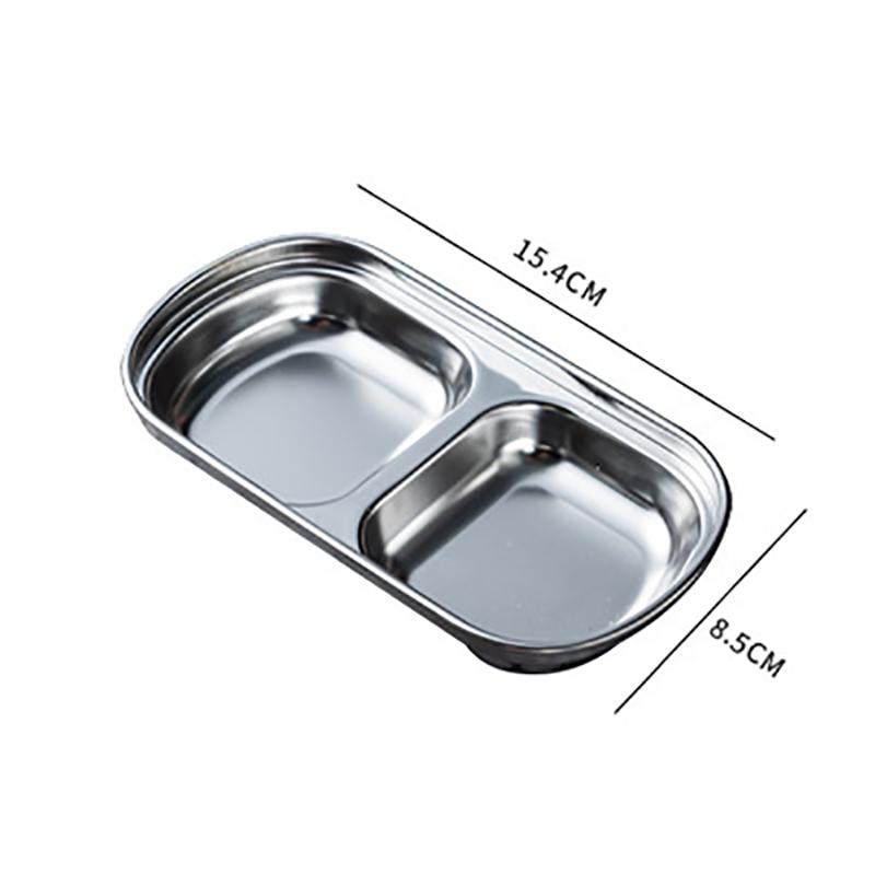 Stainless Steel Sauce Dish Multi Compartment Condiment Plate Gold Color Thickened Korean BBQ Dipping Plate Outdoor Picnic Dish Camping Tableware