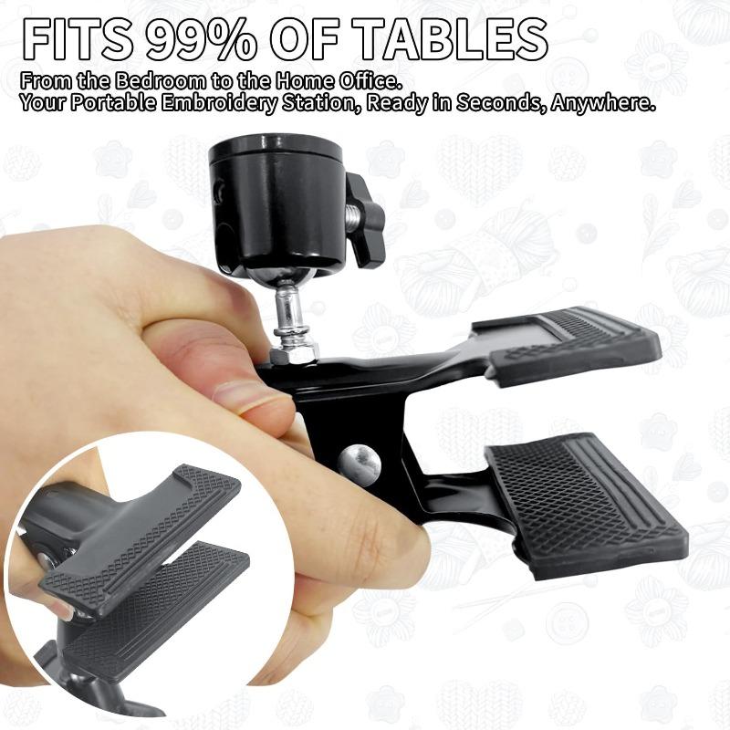 1pc Portable -Metal Embroidery Hoop Holder-Adjustable Table Clamp Stand Clip(360° Rotation), For DIY Crafting Tabletop
