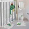 Dinosaur Bathroom Waterproof Shower Curtain Sets With Non-Slip Mat Rug Durable Bath Carpet Lid Toilet Cover Door Mats Bathing