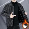 Vielseitiger Herrenmantel für Herbst und Winter, ein dicker, gestreifter Wollübermantel mit Revers und eine lässige Jacke für Wärme