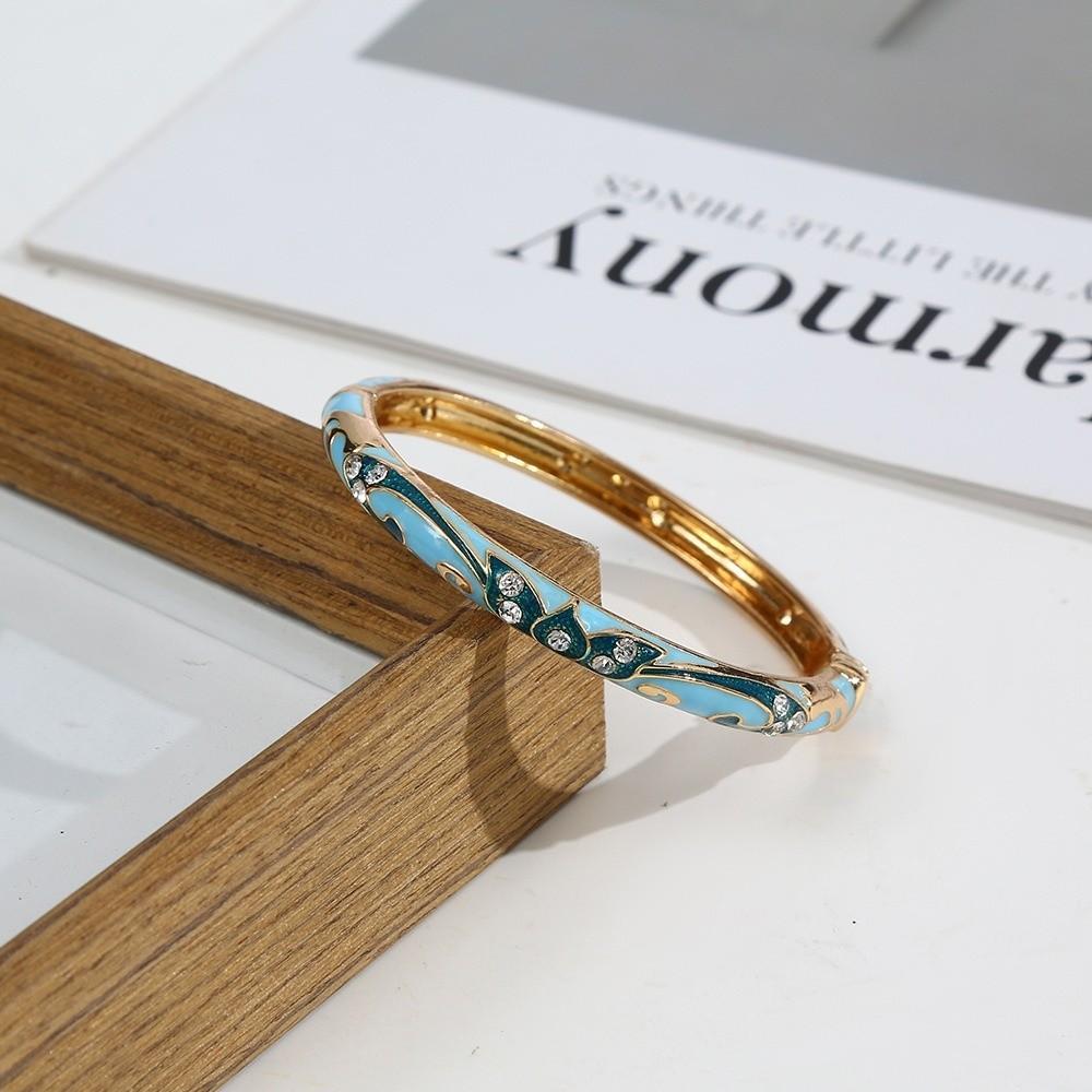 Zink Zink Zinklegierung Cloisonné Offener Armreif Elegant Retro Hof Floral Armreif Chinesischer Traditioneller Schmuck Party