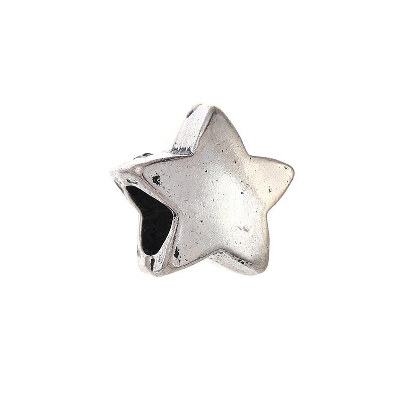 Diy Handmade Ancient Silver Tibetan Silver Jewelry Accessories, Multi-Style Pentagram Love Hole Beads, Bracelet, Alloy Bead Spacer Beads