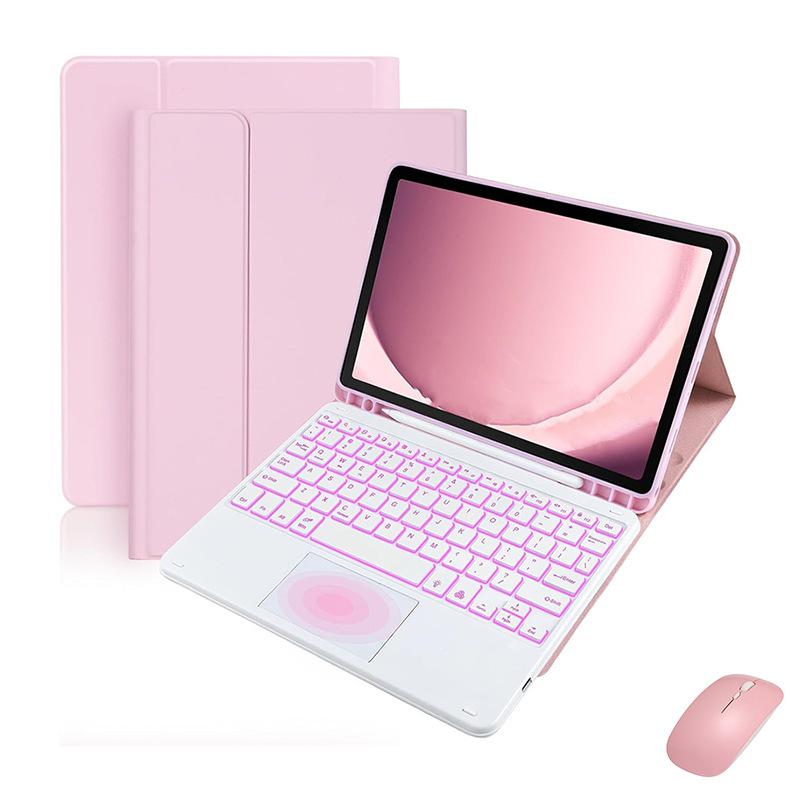 Samsung Tablet S9 FE Plus 12.4" RGB Backlit Touch Keyboard & Leather Protective Case