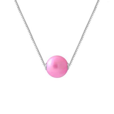 Necklace - - AAA+ Freshwater Cultured Pearl - Fushia Pink - 925 Silver - 42 Cm