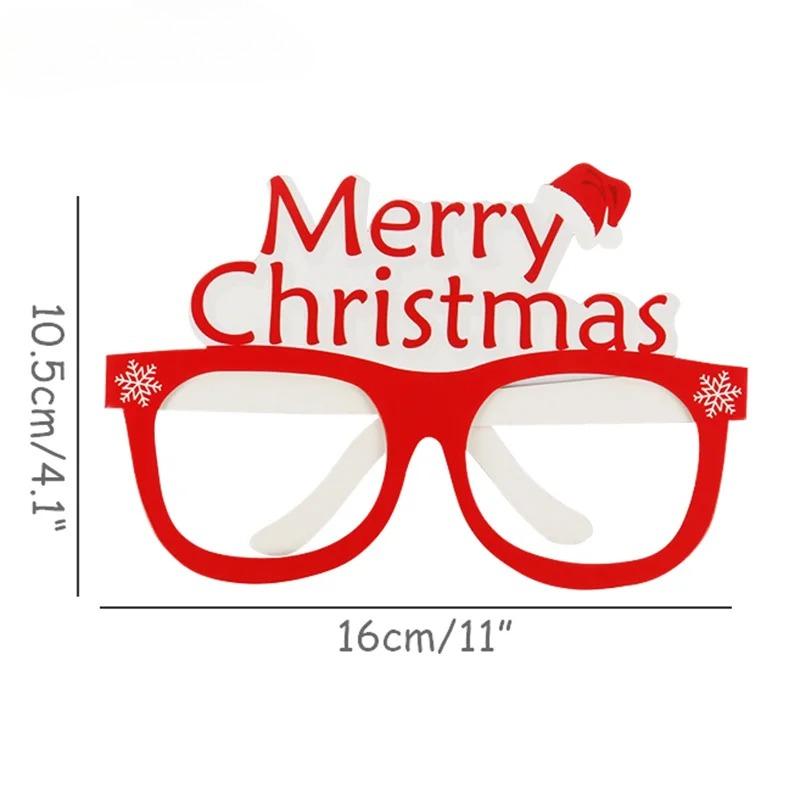 9Pcs/Set Christmas Decorative Glasses Santa Claus Snowman Elk Paper Glasses Frame Merry Christmas New Year Photo Prop Supplies