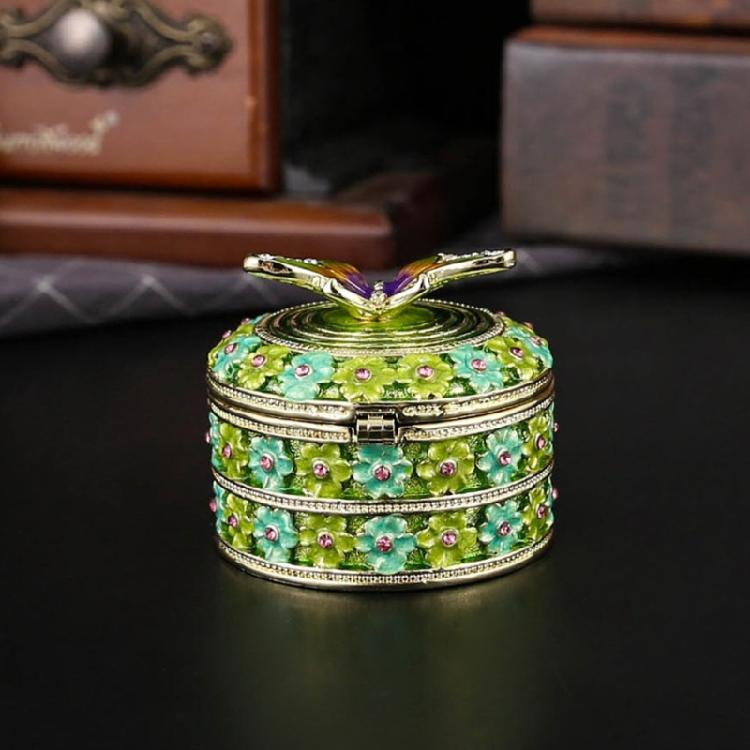 Handcrafted Enamel Butterfly Jewelry Case With Multi Functional Storage Space And Sturdy Metal Structure