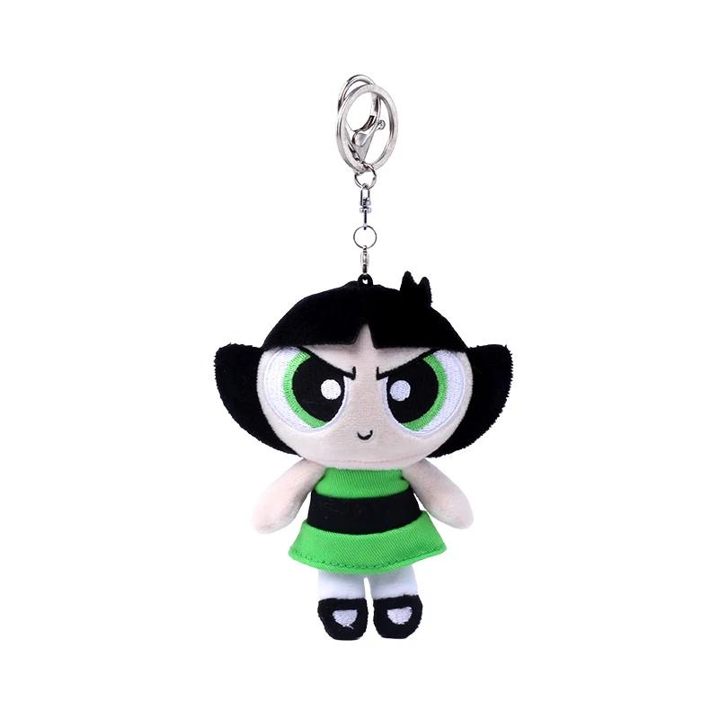 12cm Classic Powerpuff Girls Keychain Blossom Bubbles Buttercup Pp Cotton Filled Plush Keychain Cartoon Pendant Doll