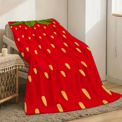 Piece of Strawberry Throw Lightweight 240g Flannel Blanket Soft Skin-friendly for Summer Cooling