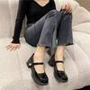 High-value Versatile Round Head Thick Heel Retro Black Small Leather Shoes Women's 2025 New Shallow French Mary Jane Single Shoes