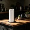 Countertop Paper Towel Holder, Black Metal Standing Roll Stand with Center Post for Kitchen Counter and Bathroom Access