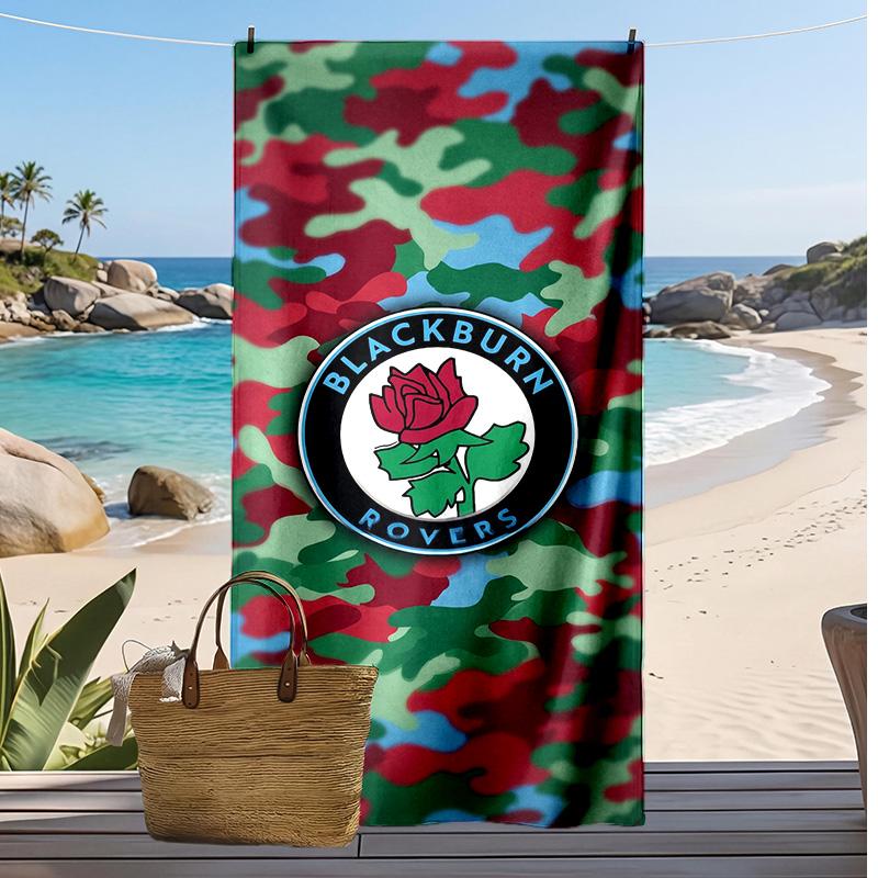 Blackburn Rovers Fußball Print Strandtuch, Großes Weiches Schnelltrocknendes Handtuch für Strand Camping Schwimmen