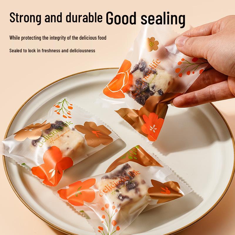 Snowflake Nougat Candy Sealing Bags for Cookies, Biscuits, Toffee, and Baking.