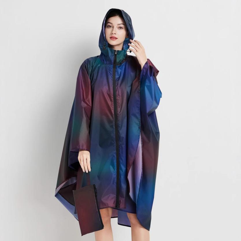 Neue Auswahl Europäische und amerikanische Mode bunter winddichter Rucksack Wander-Trenchcoat Regenmantel Poncho