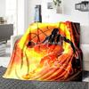 Flaming Basketball Player In Action On Fire Background Multipurpose Customizable Blanket Personalized Text Soft Warm Cozy For Sofa Couch Office Bed