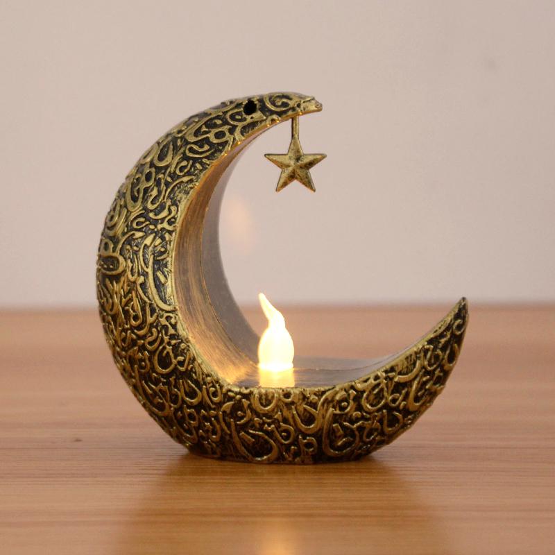 Eid Mubarak LED Candle Light Moon Star Ornaments 2024 Ramadan Kareem Home Decoration Eid Al Adha Gift Festival Party Supplies