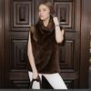 Fashion Faux Fur Sable Vest Crop Top Autumn Winter Turtleneck Eco Mink Fur Tank Tops Sleeveless Jacket Coat