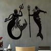 Artisanal Metal Mermaid & Merman Wall Art, Handmade Fantasy Home Decor, Modern Gothic Mythological Sculpture Atlantis